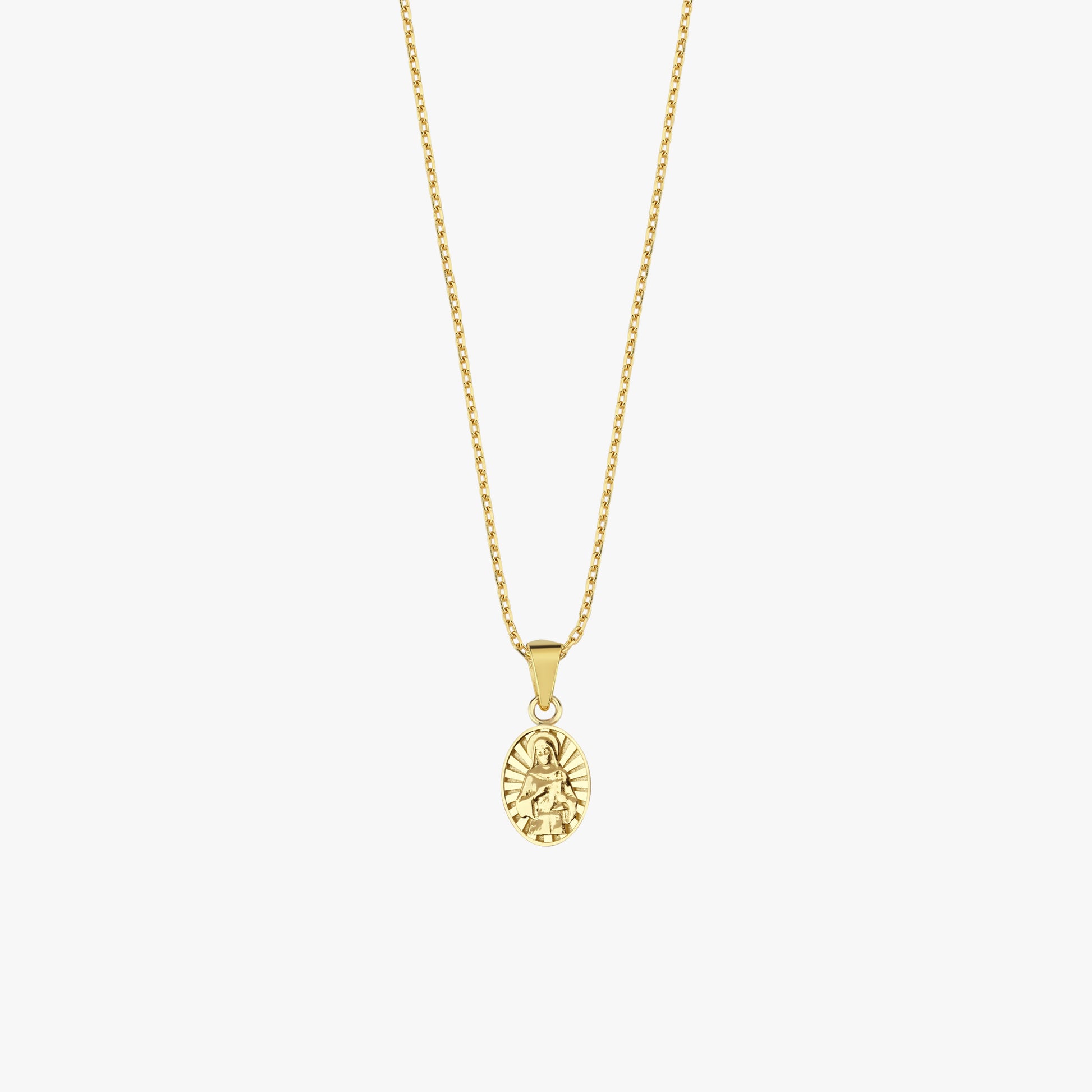 St. Catherine Catholic Medal Necklace | 14K Solid Gold