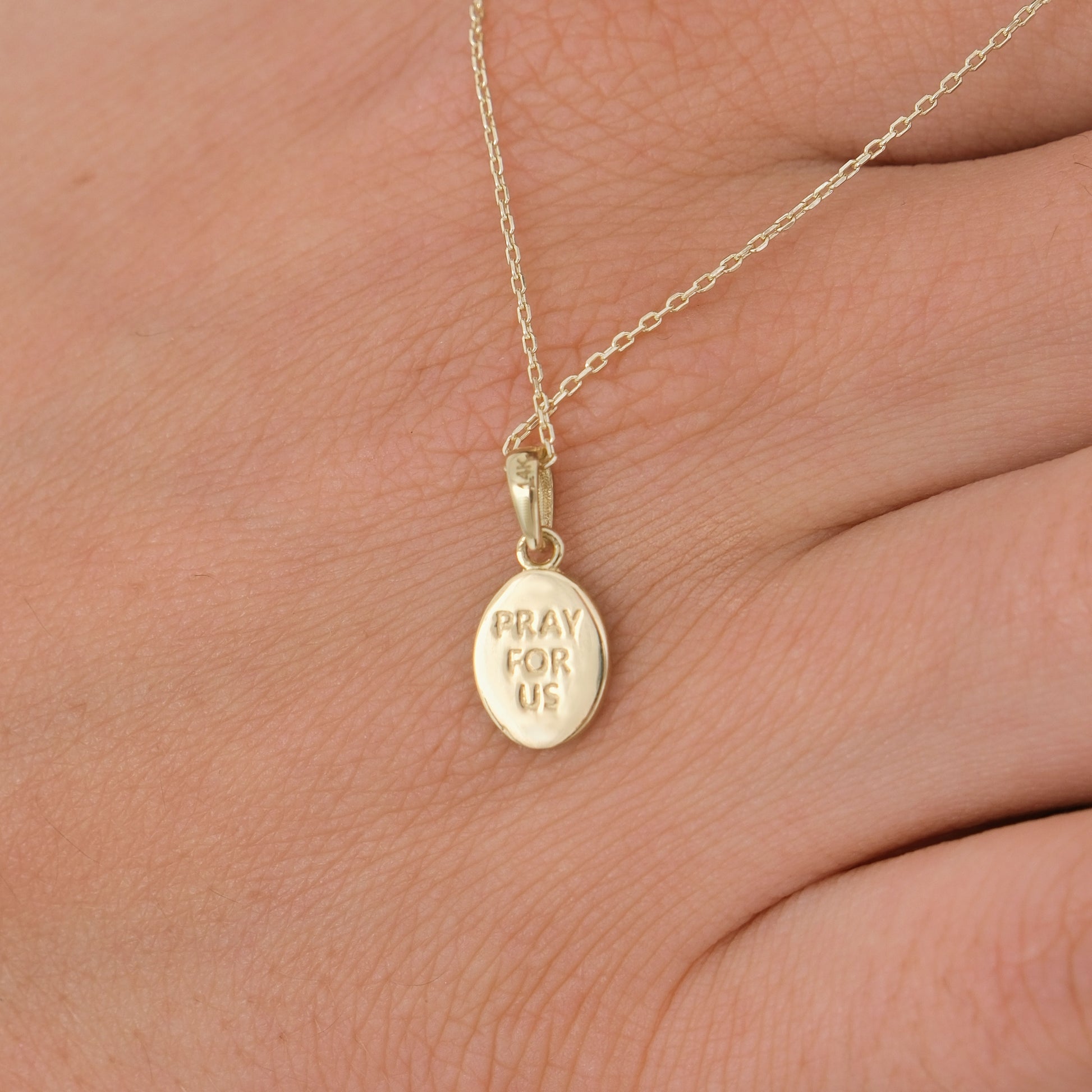 St. Hildegard Catholic Medal Necklace | 14K Solid Gold