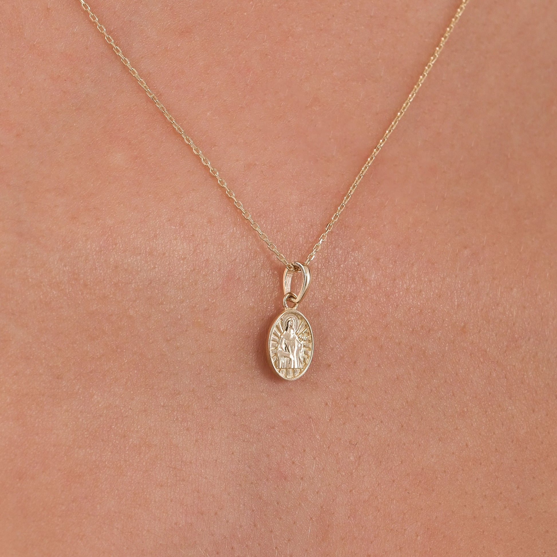 St. Joan of Arc Catholic Medal Necklace | 14K Solid Gold