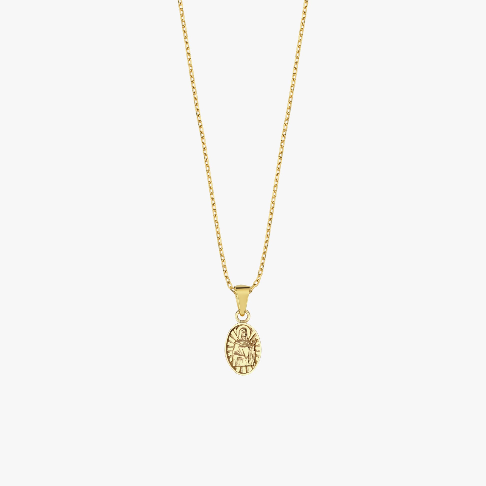 St. Joan of Arc Catholic Medal Necklace | 14K Solid Gold