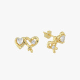 Double Linked Heart Studs | 18K Gold Vermeil