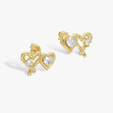 Double Linked Heart Studs | 18K Gold Vermeil