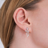 Heart Bow Ribbon Earrings | 925 Sterling Silver