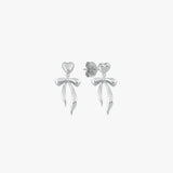 Heart Bow Ribbon Earrings | 925 Sterling Silver