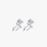 Heart Bow Ribbon Earrings | 925 Sterling Silver