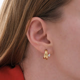 Double Hoop Earrings With CZ | 18K Gold Vermeil