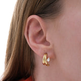 Double Hoop Earrings With CZ | 18K Gold Vermeil