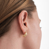 Double Hoop Earrings With CZ | 18K Gold Vermeil
