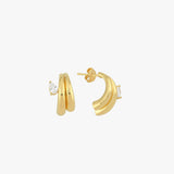 Double Hoop Earrings With CZ | 18K Gold Vermeil