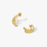 Double Hoop Earrings With CZ | 18K Gold Vermeil