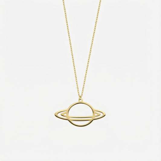 Saturn Necklace | 14K Solid Gold