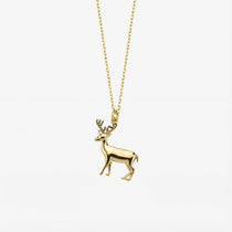 Christmas Deer Necklace in 14K Solid Gold