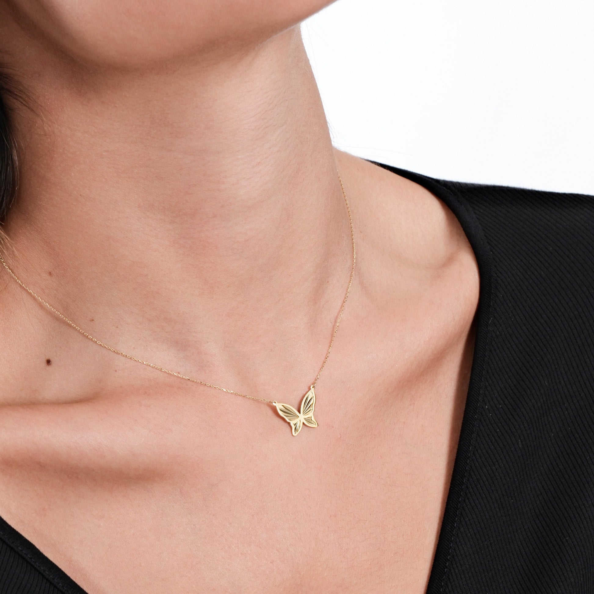 Butterfly Necklace | 14K Solid Gold