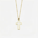 Hollow Cross Necklace | 14K Solid Gold