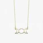 Triple Moon Goddess Necklace | 14K Solid Gold
