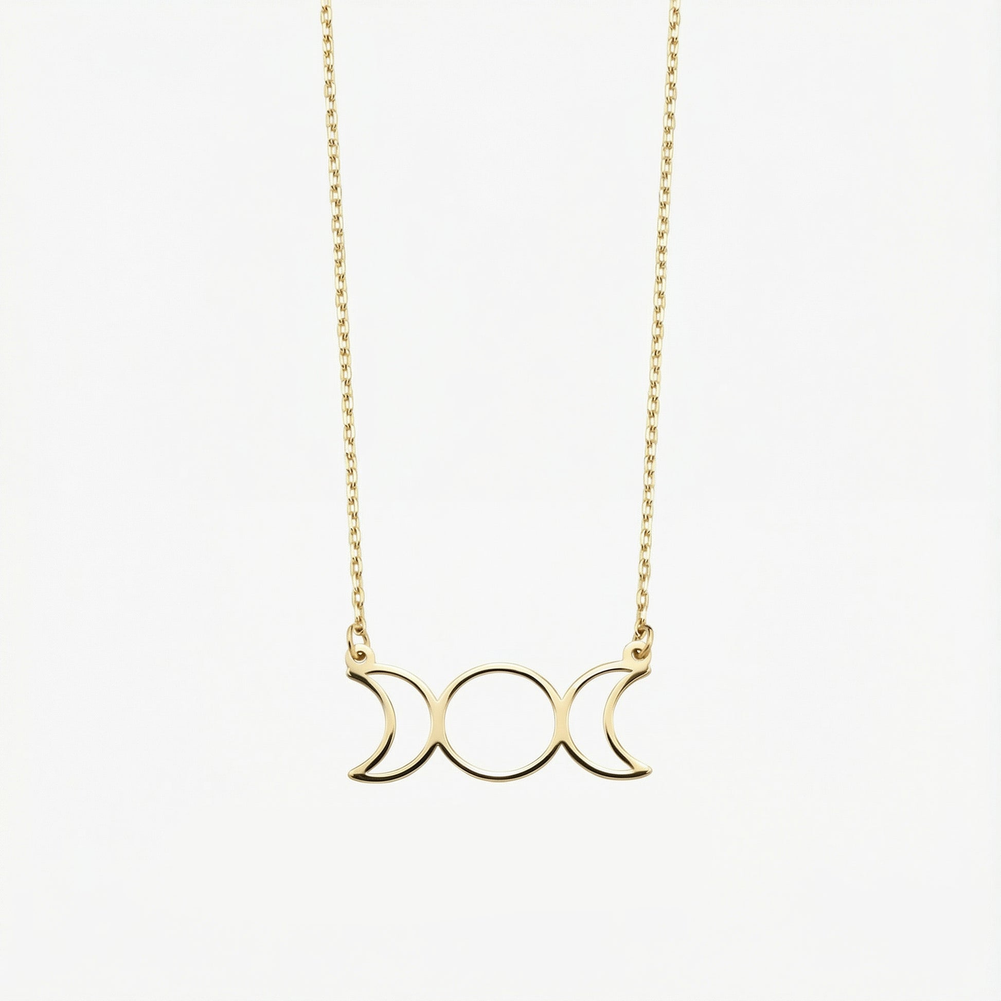 Triple Moon Goddess Necklace | 14K Solid Gold