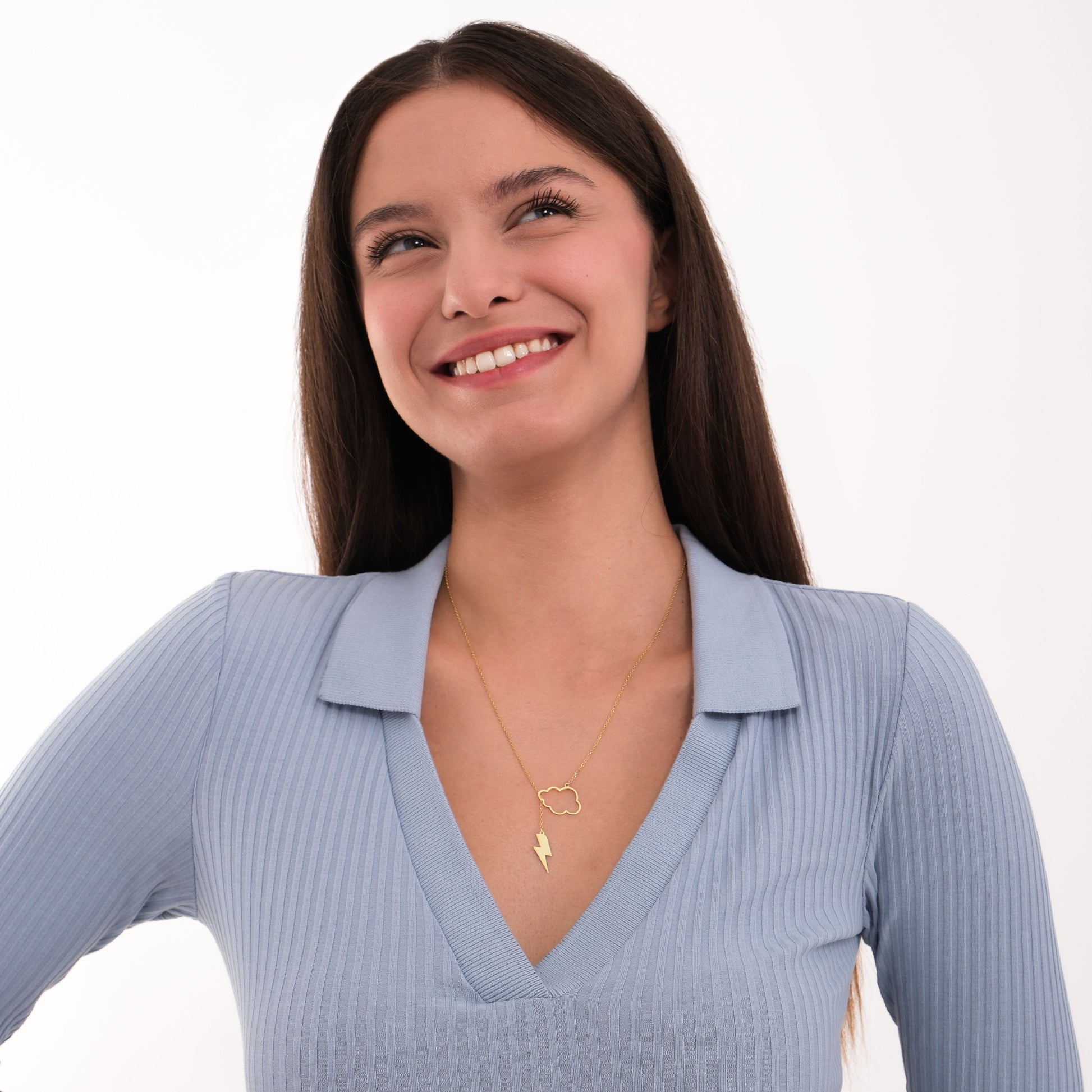 Lightning Cloud Necklace | 14K Solid Gold