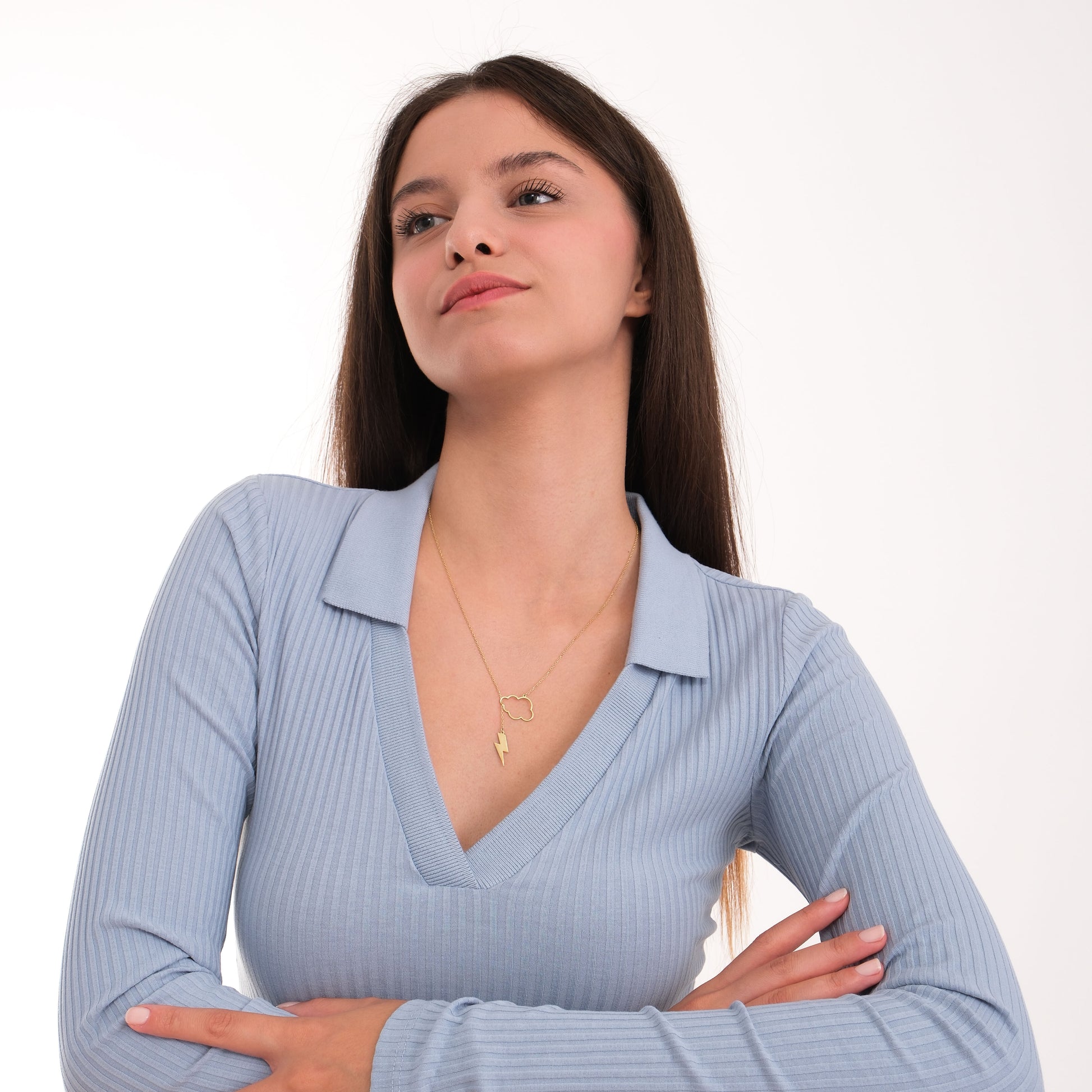 Lightning Cloud Necklace | 14K Solid Gold