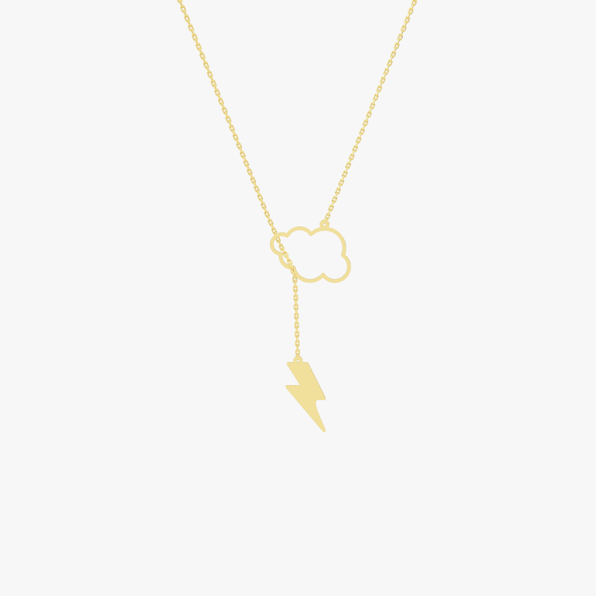 Lightning Cloud Necklace | 14K Solid Gold