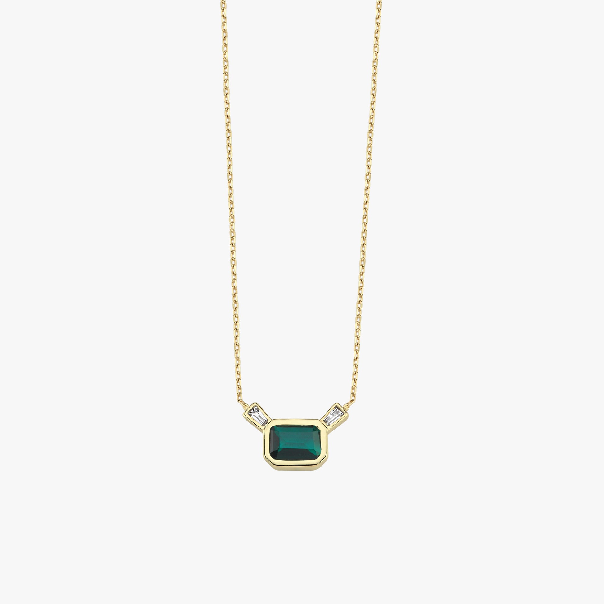 Emerald Cut Necklace | 14K Solid Gold