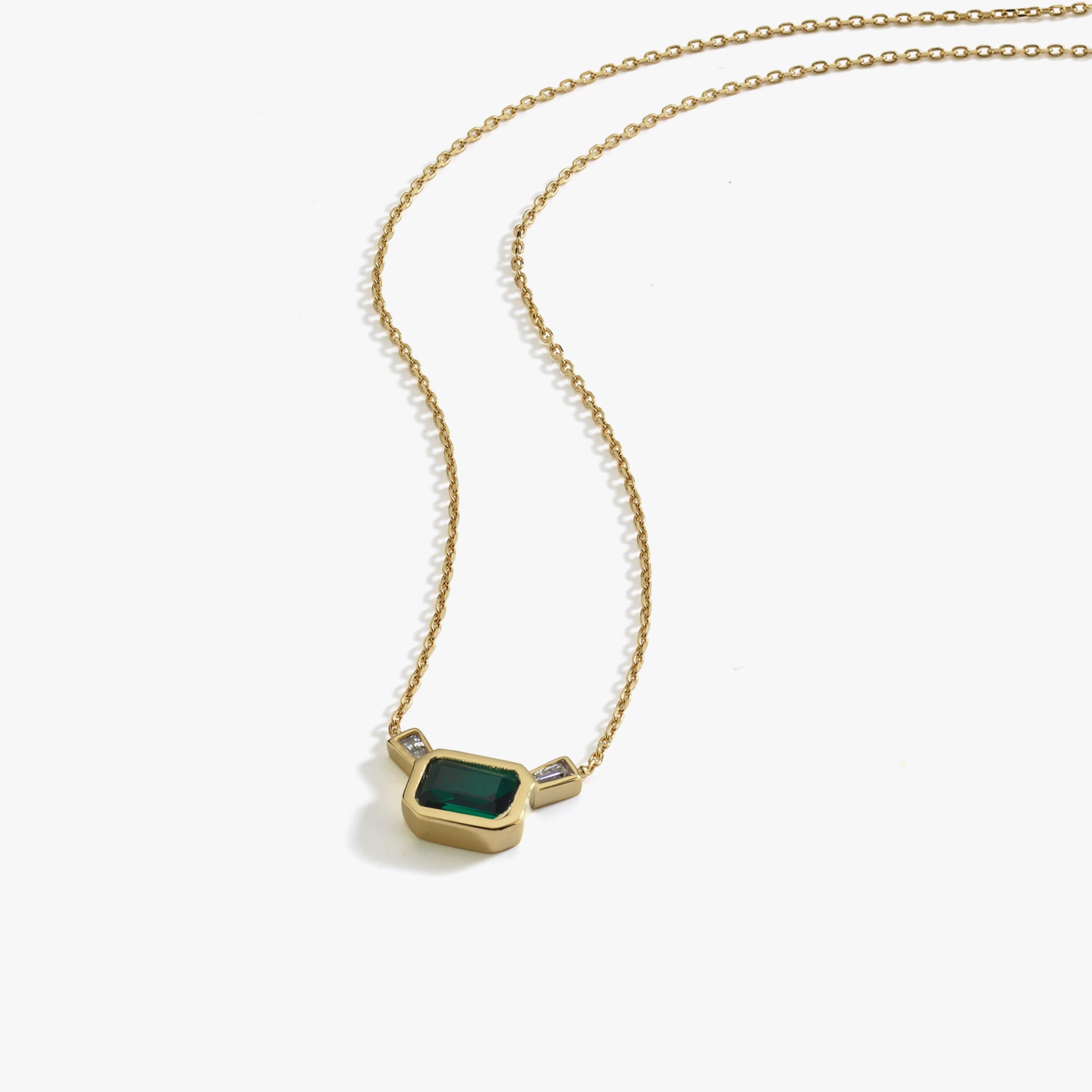 Emerald Cut Necklace | 14K Solid Gold