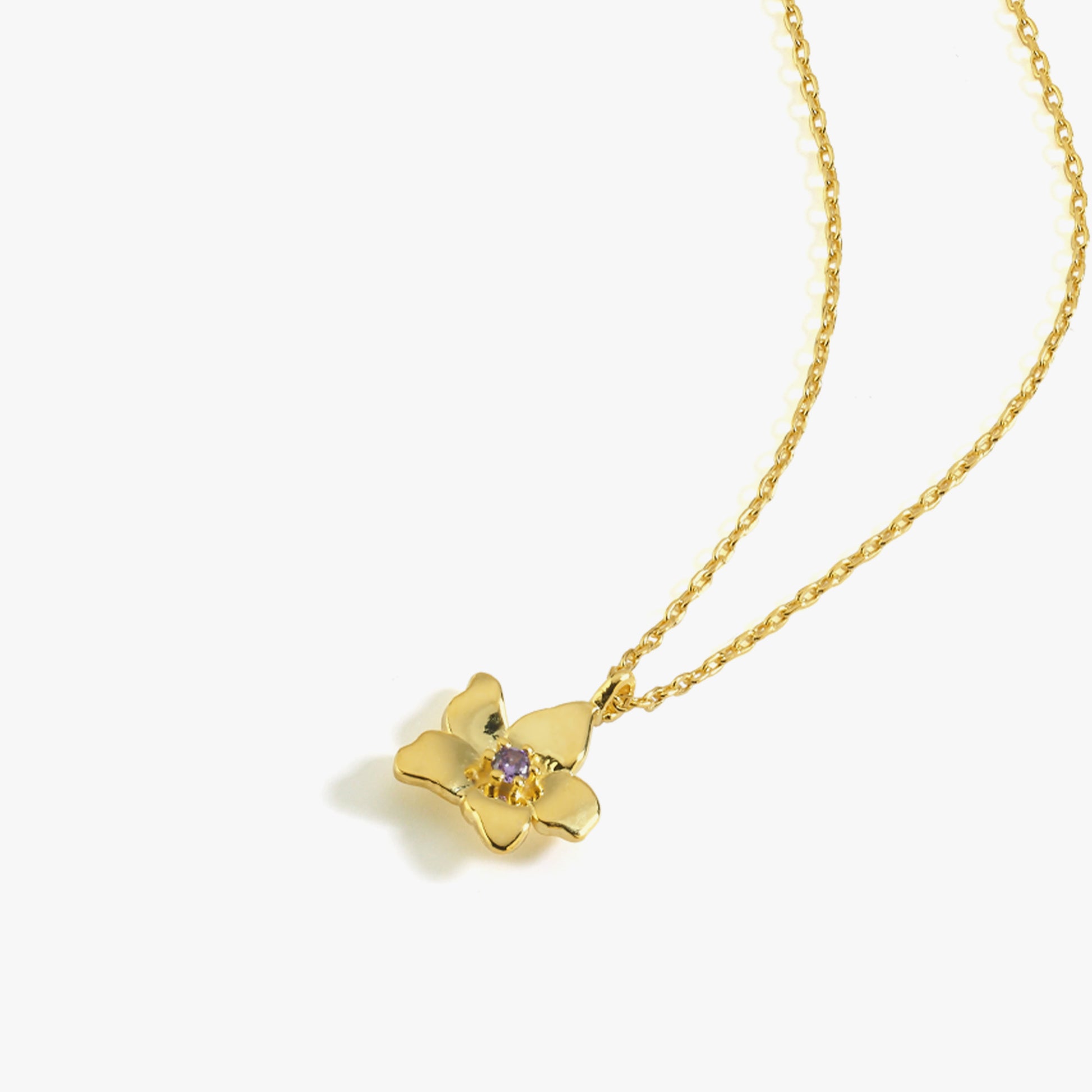 February Birth Flower Necklace | 18K Gold Vermeil