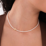 Pearl Cross Necklace | 18K Gold Vermeil