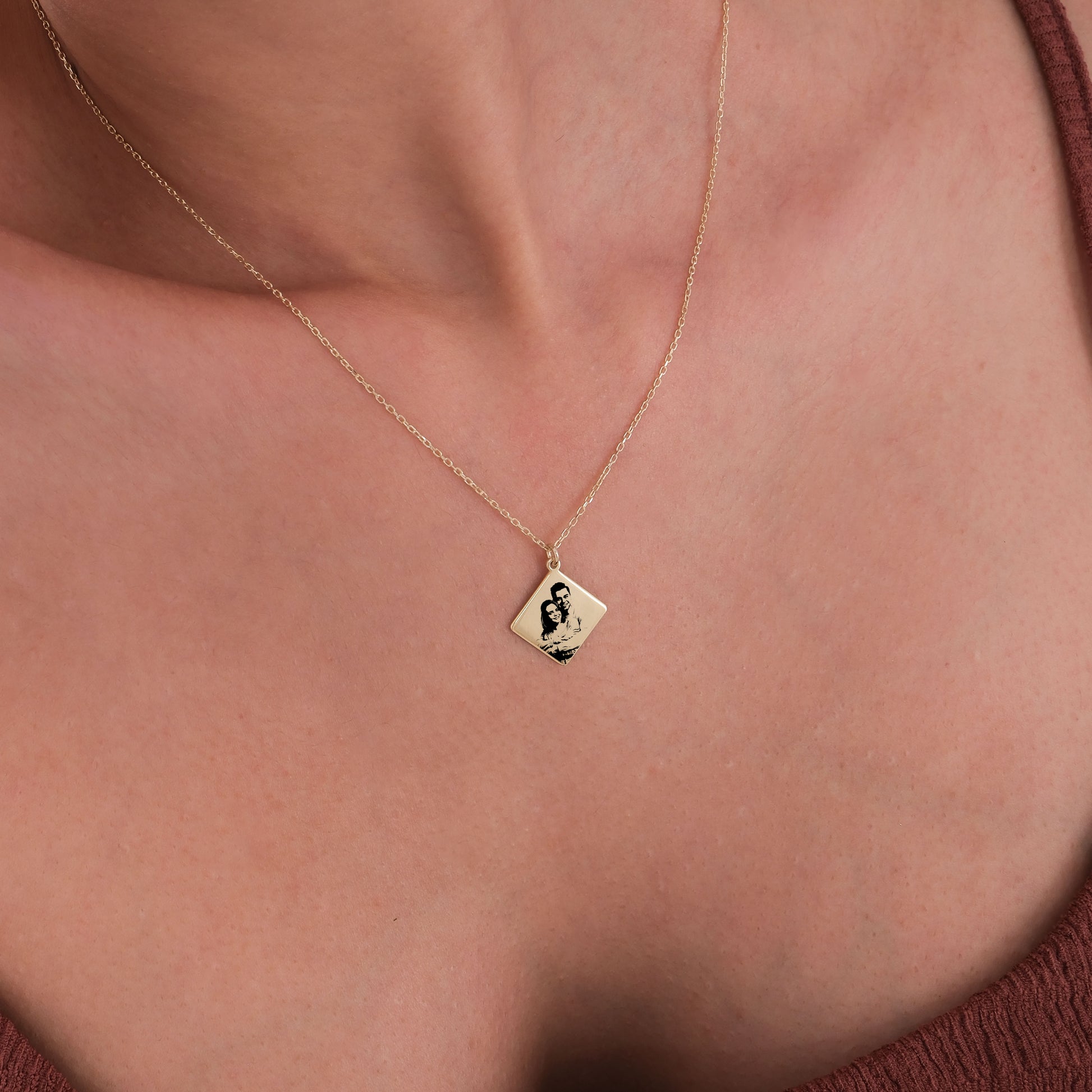 Custom Portrait Necklace | 14K Solid Gold