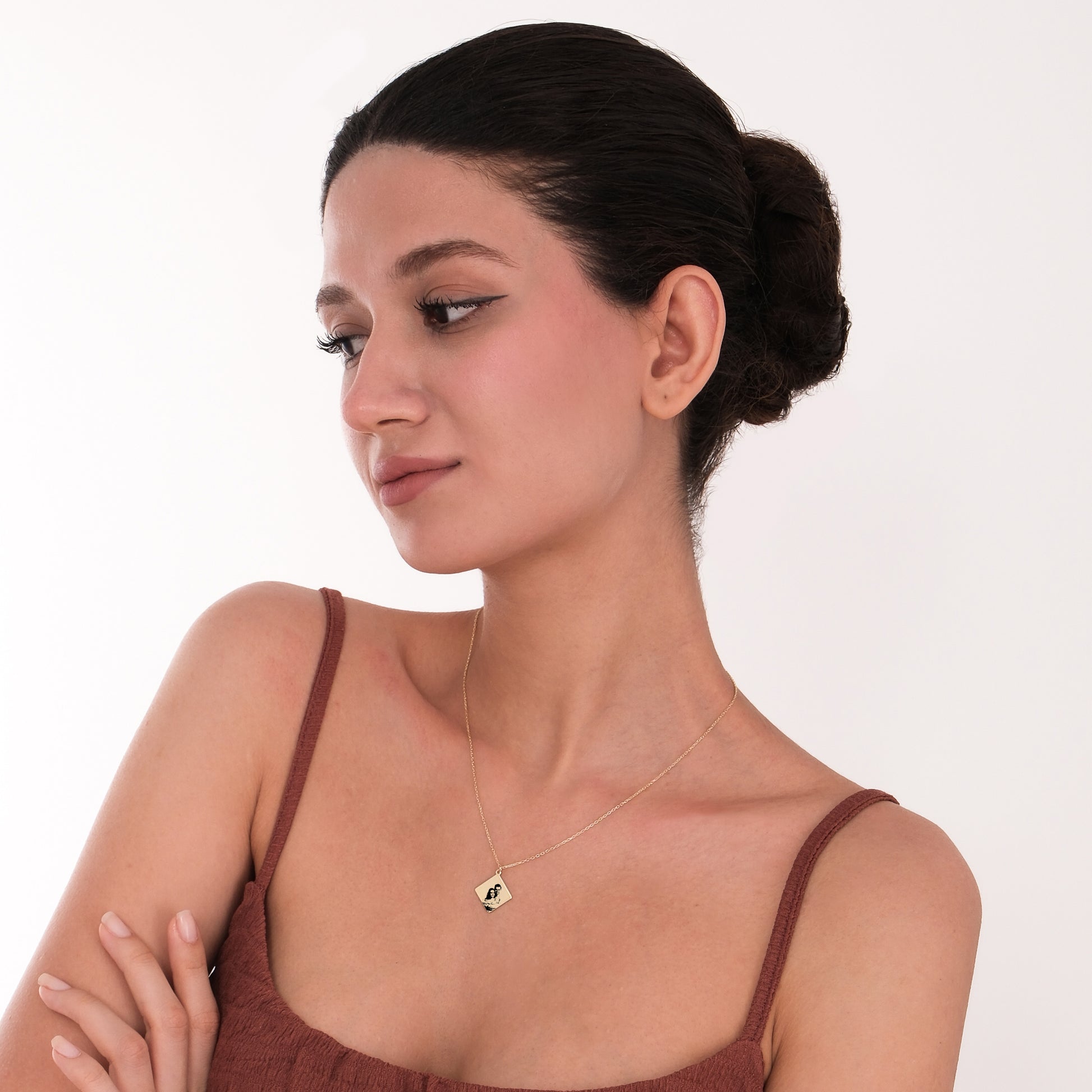 Custom Portrait Necklace | 14K Solid Gold