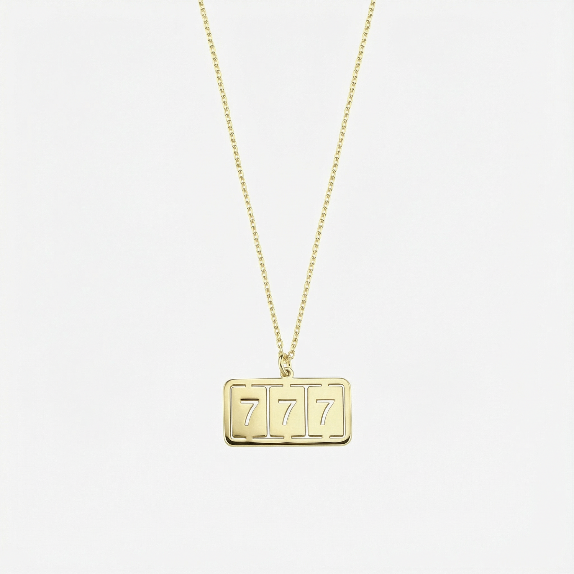777 Angel Numbers Bar Necklace | 14K Solid Gold