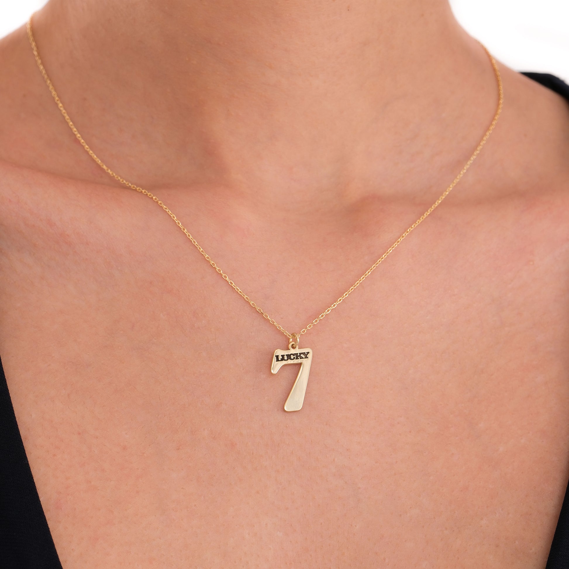 Lucky Number Necklace | 14K Solid Gold
