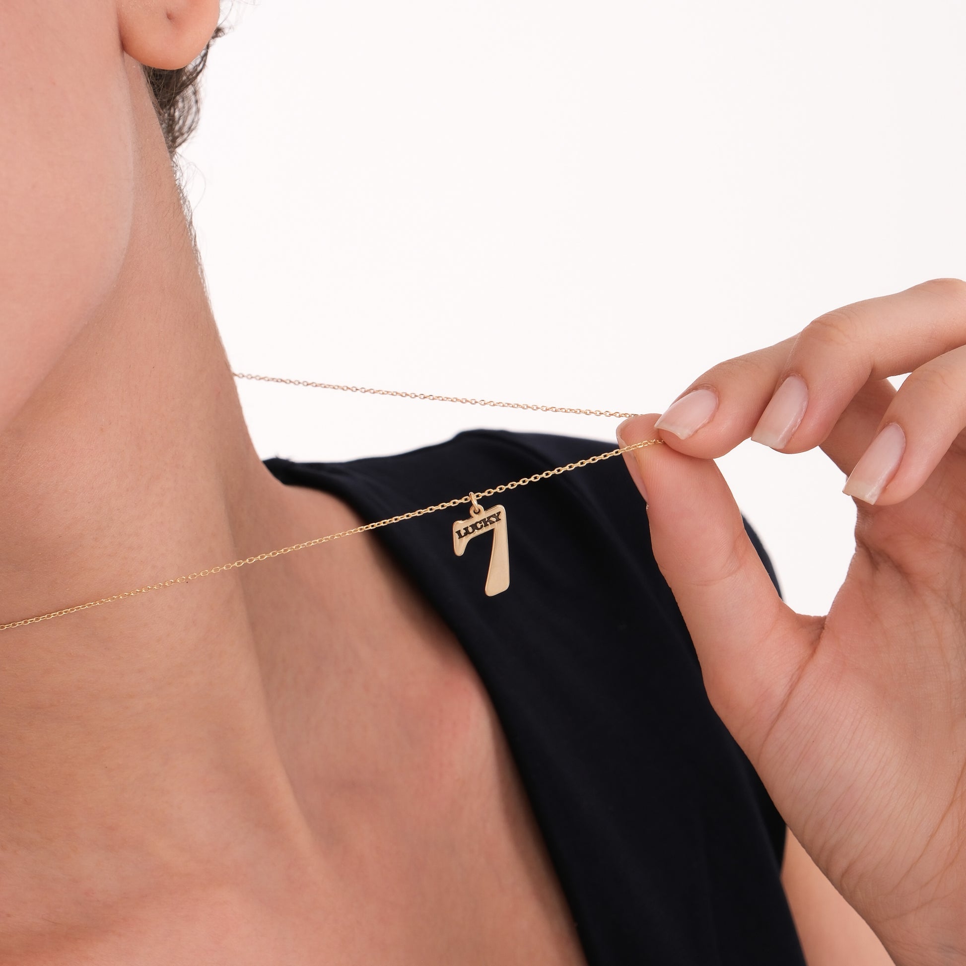 Lucky Number Necklace | 14K Solid Gold