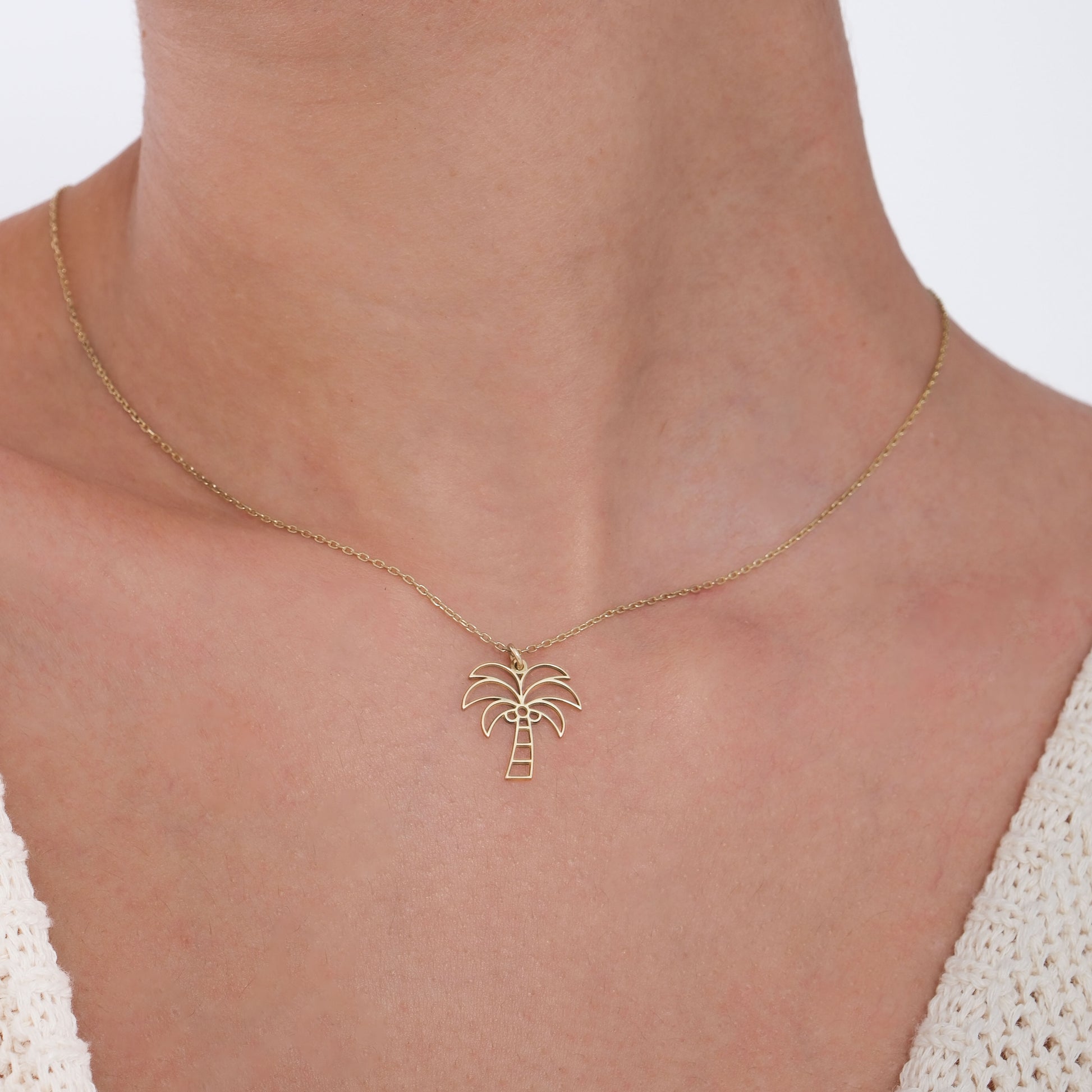 Palm Tree Necklace | 14K Solid Gold
