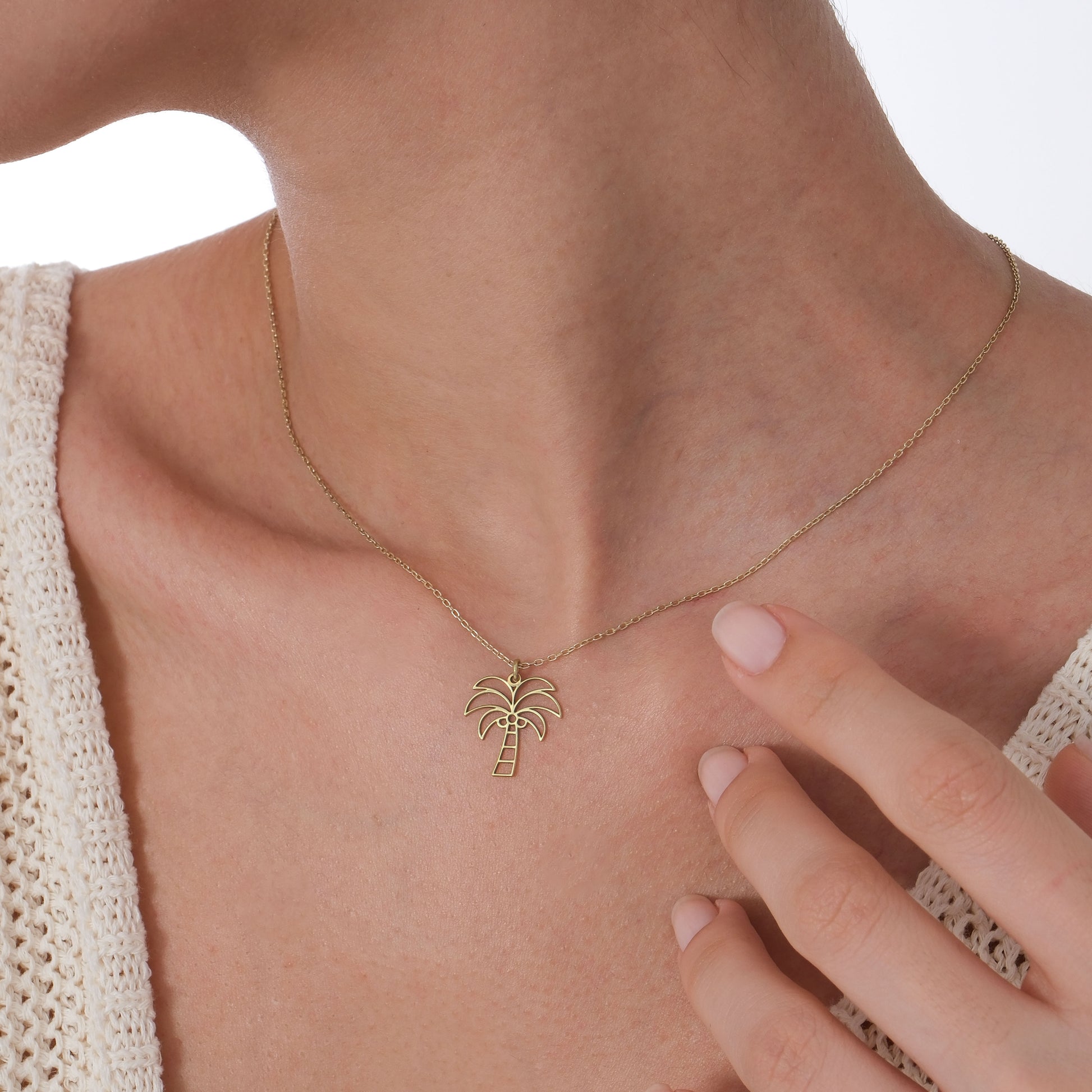 Palm Tree Necklace | 14K Solid Gold