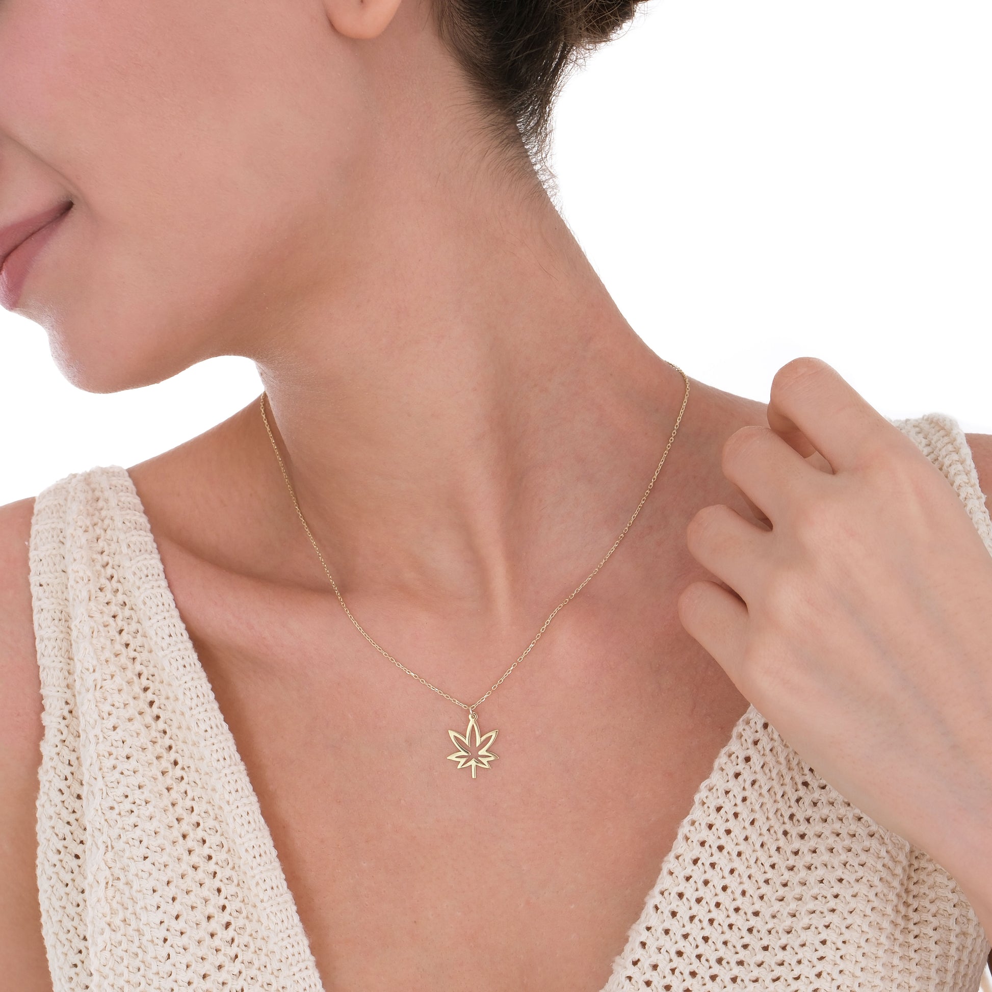 Leaf Necklace | 14K Solid Gold