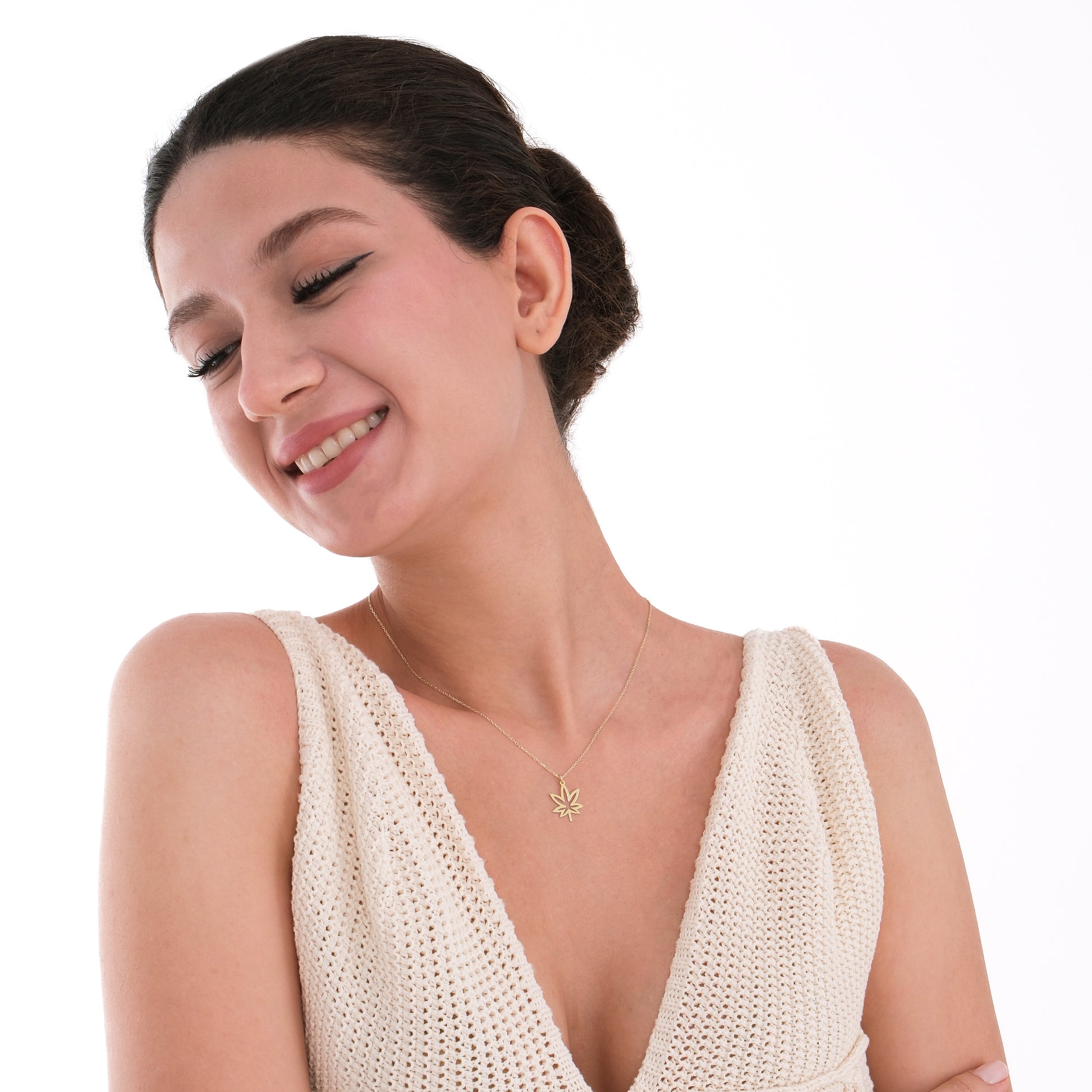 Leaf Necklace | 14K Solid Gold