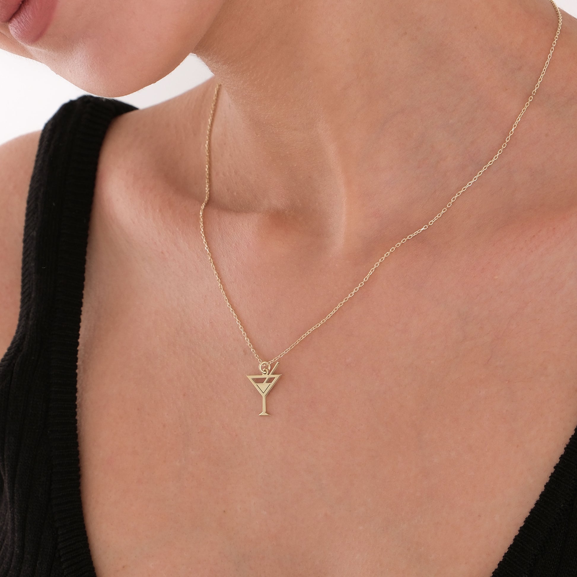 Martini Necklace | 14K Solid Gold
