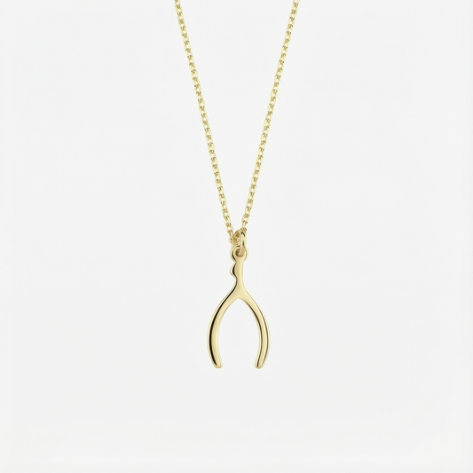 Wishbone Necklace | 14K Solid Gold