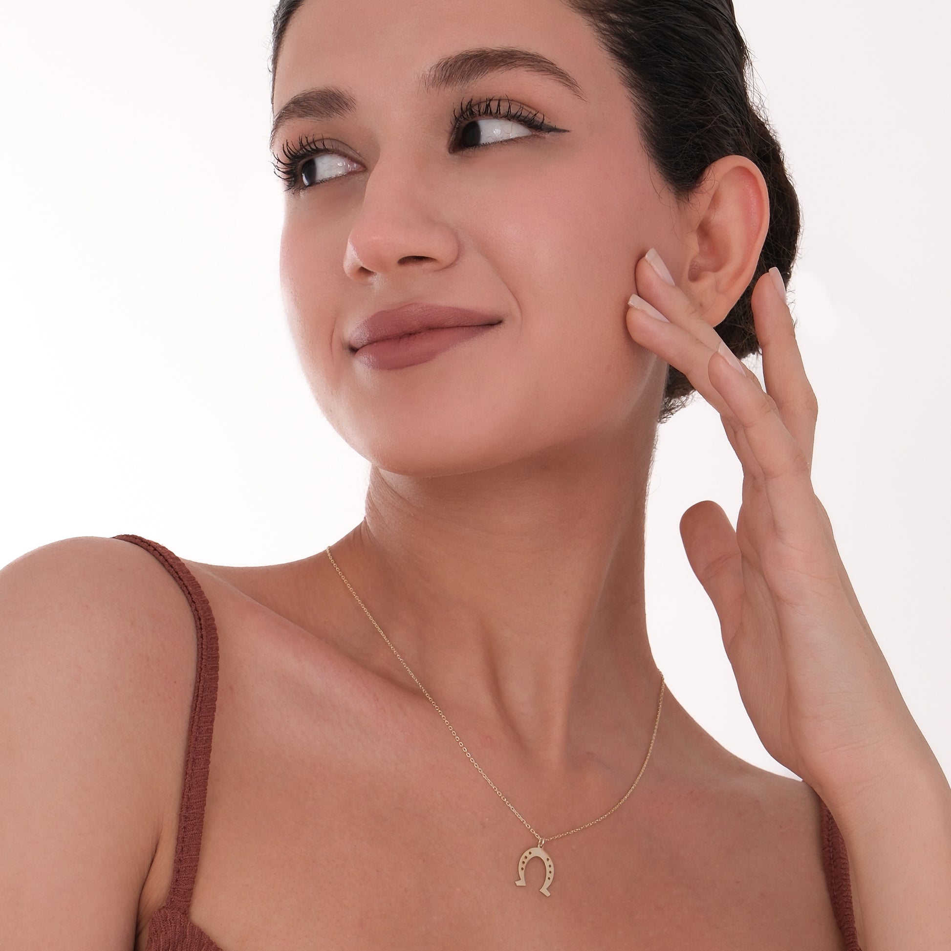 Lucky Horseshoe Necklace | 14K Solid Gold