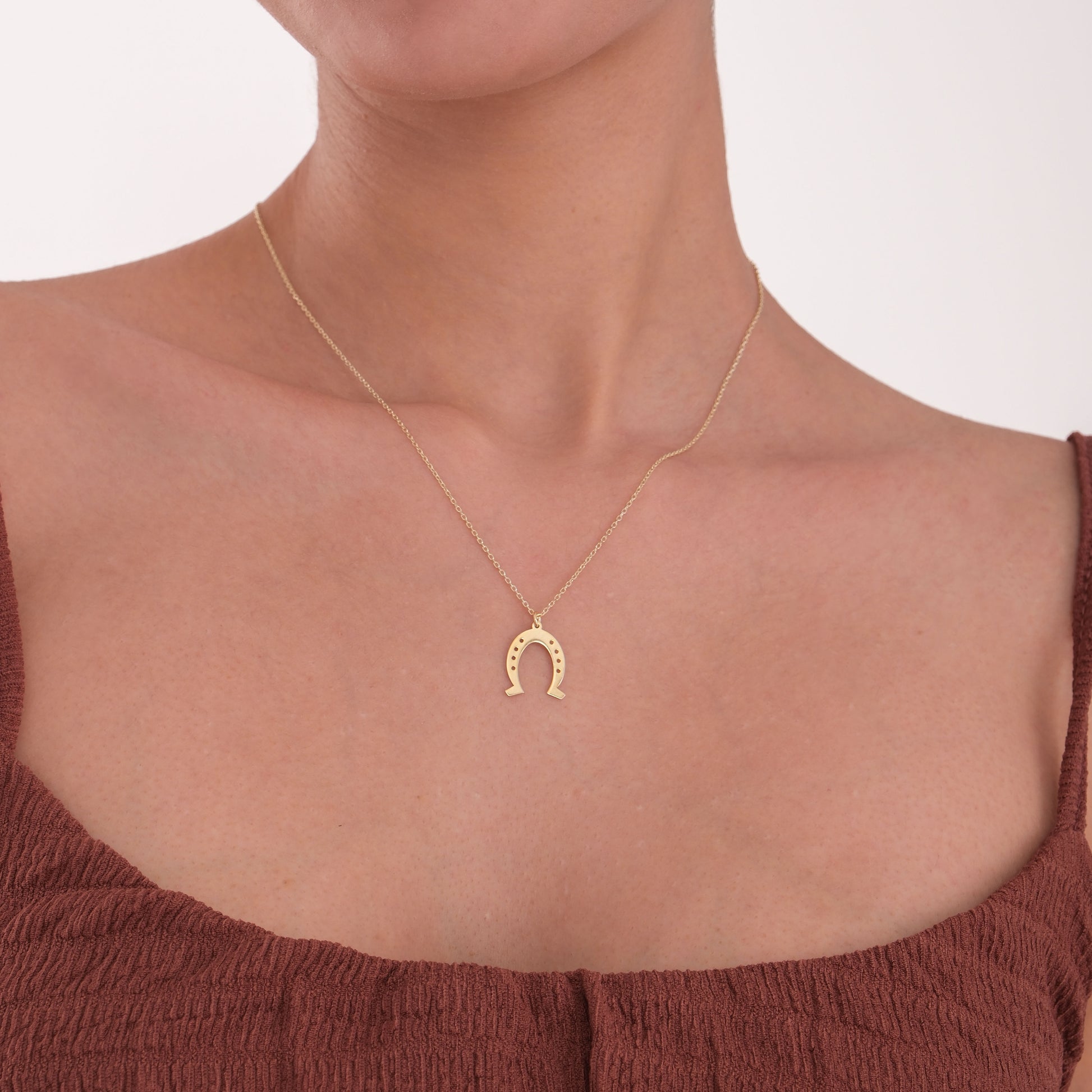 Lucky Horseshoe Necklace | 14K Solid Gold