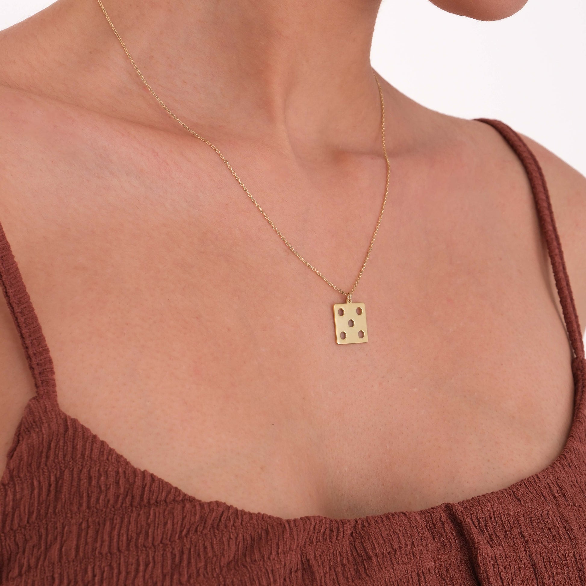 Dice Necklace | 14K Solid Gold