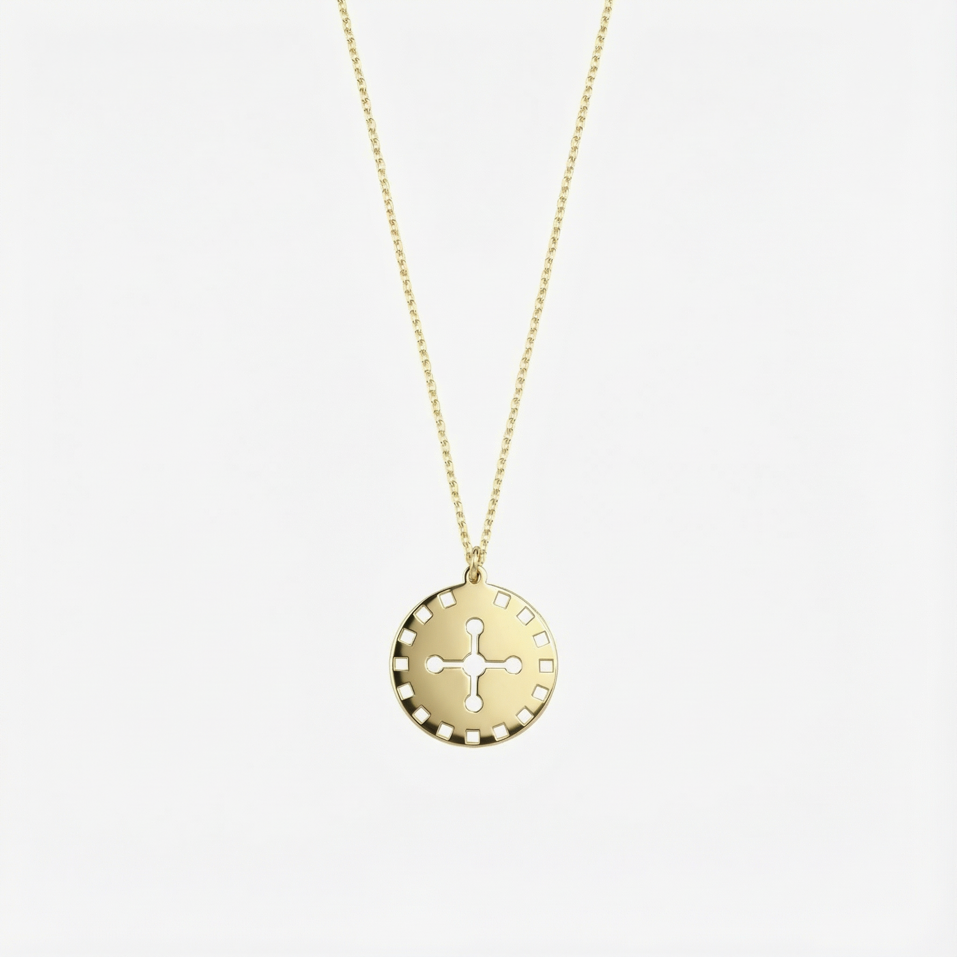 Solar Cross Necklace | 14K Solid Gold