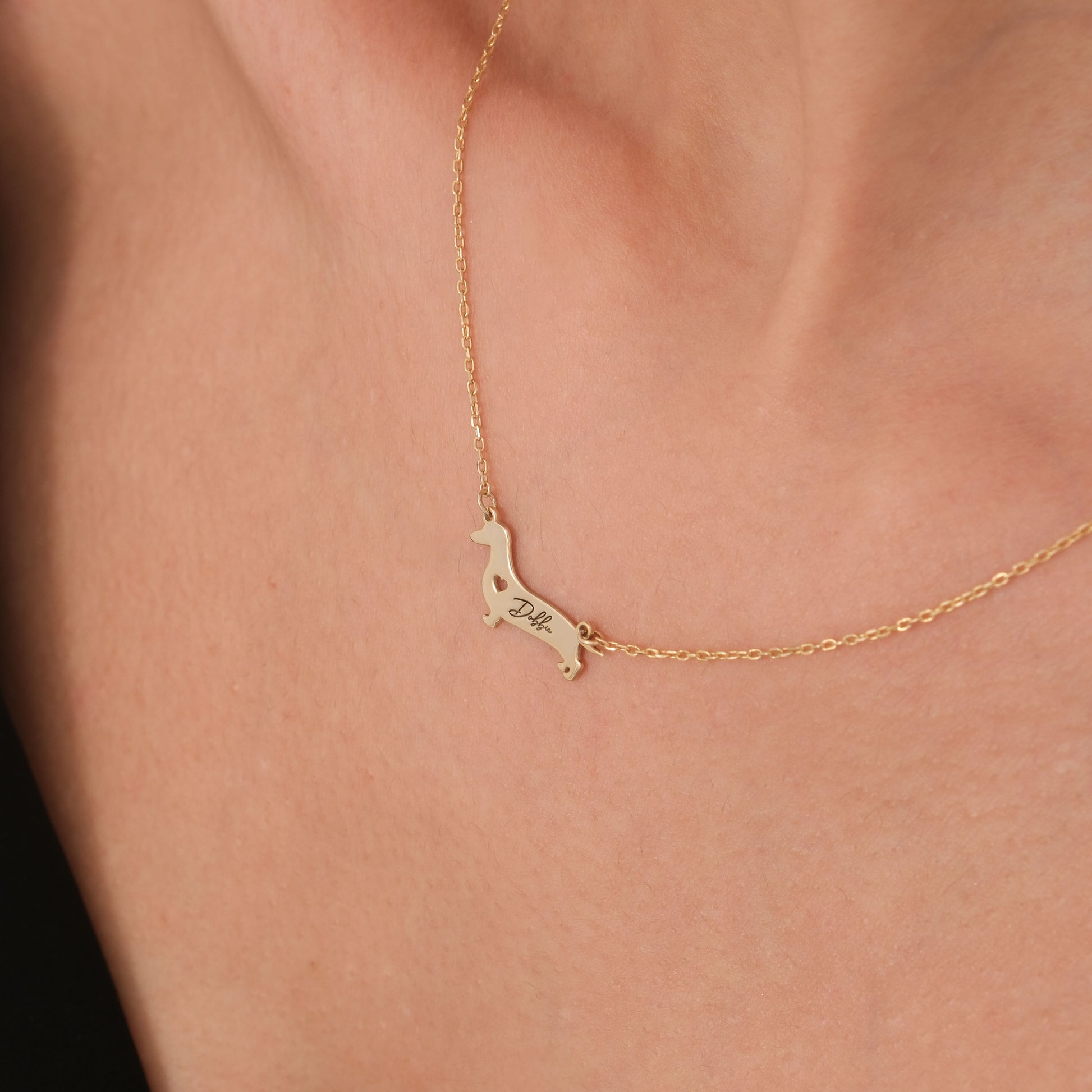 Dog Memorial Necklace | 14K Solid Gold