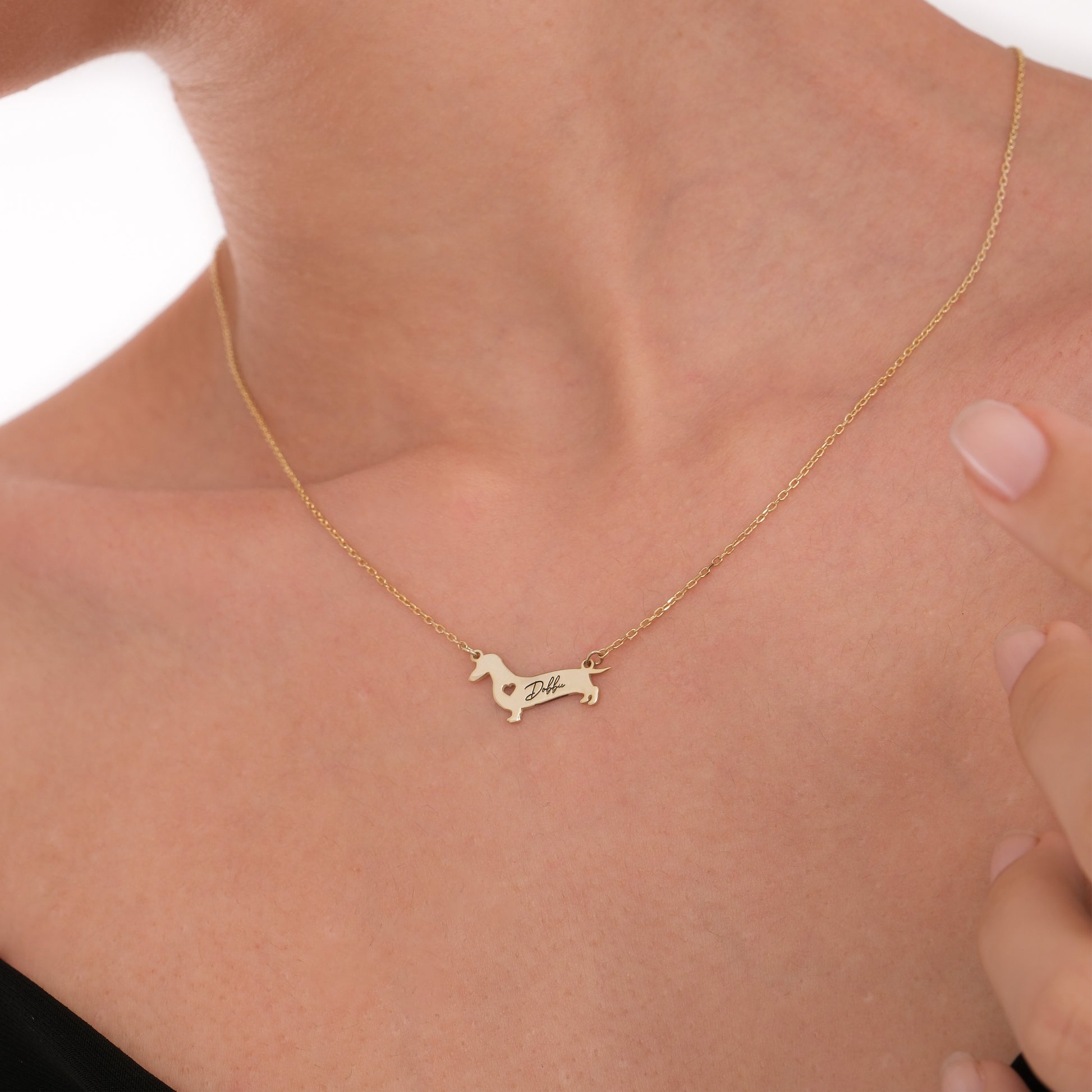 Dog Memorial Necklace | 14K Solid Gold