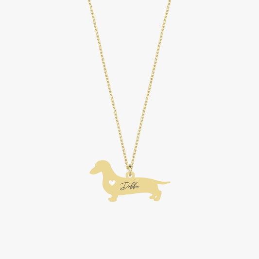 Dog Memorial Necklace | 14K Solid Gold