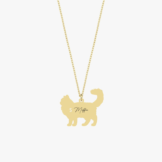 Cat Memorial Necklace | 14K Solid Gold