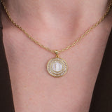 Virgin Mary Oval Pendant Necklace | 18K Gold Vermeil
