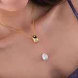 Y Shape Ocean Drop Necklace With Pearl | 18K Gold Vermeil