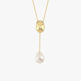 Y Shape Ocean Drop Necklace With Pearl | 18K Gold Vermeil