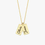 Multiple Bar Name Necklace | 14K Solid Gold
